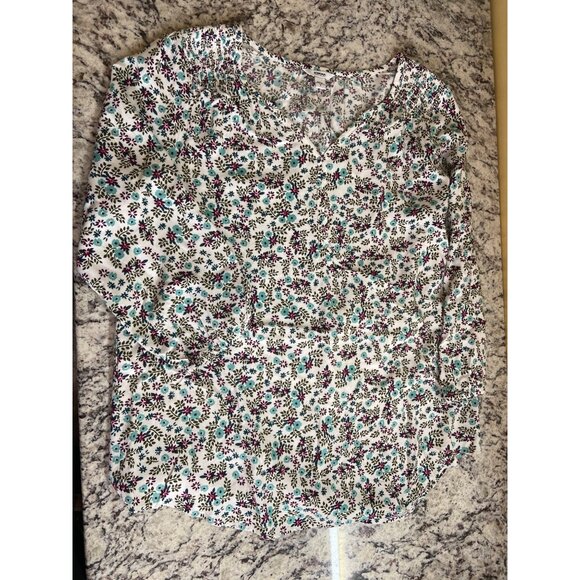 Sonoma Womens Floral Tunic Blouse Small Rayon VNeck 3/4 Sleeve Cottagecore - Picture 6 of 10